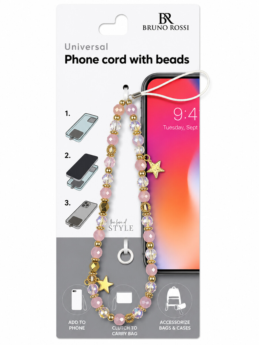 Bruno Rossi BT-21 Beaded Phone Strap, Multicolor