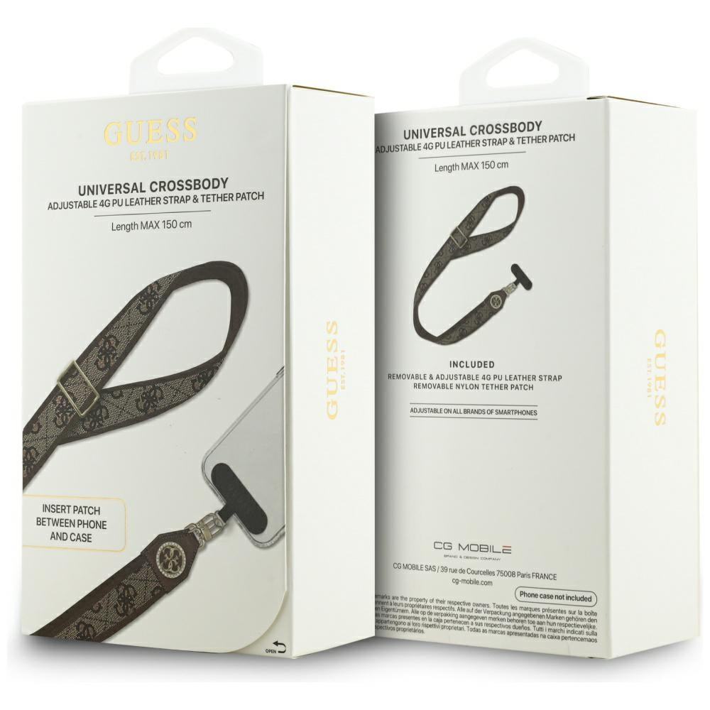 Sznurek do Telefonu Guess 4G Strass Metal Logo, Brązowy