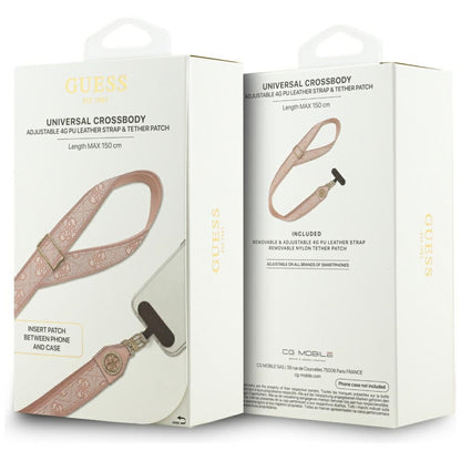 Sznurek do Telefonu Guess 4G Strass Metal Logo, Różowy