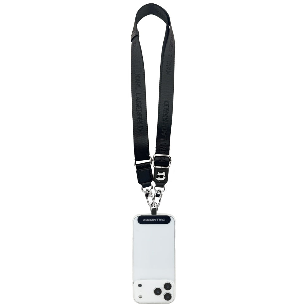 Sznurek do Telefonu Karl Lagerfeld Choupette Metal Logo, Czarny