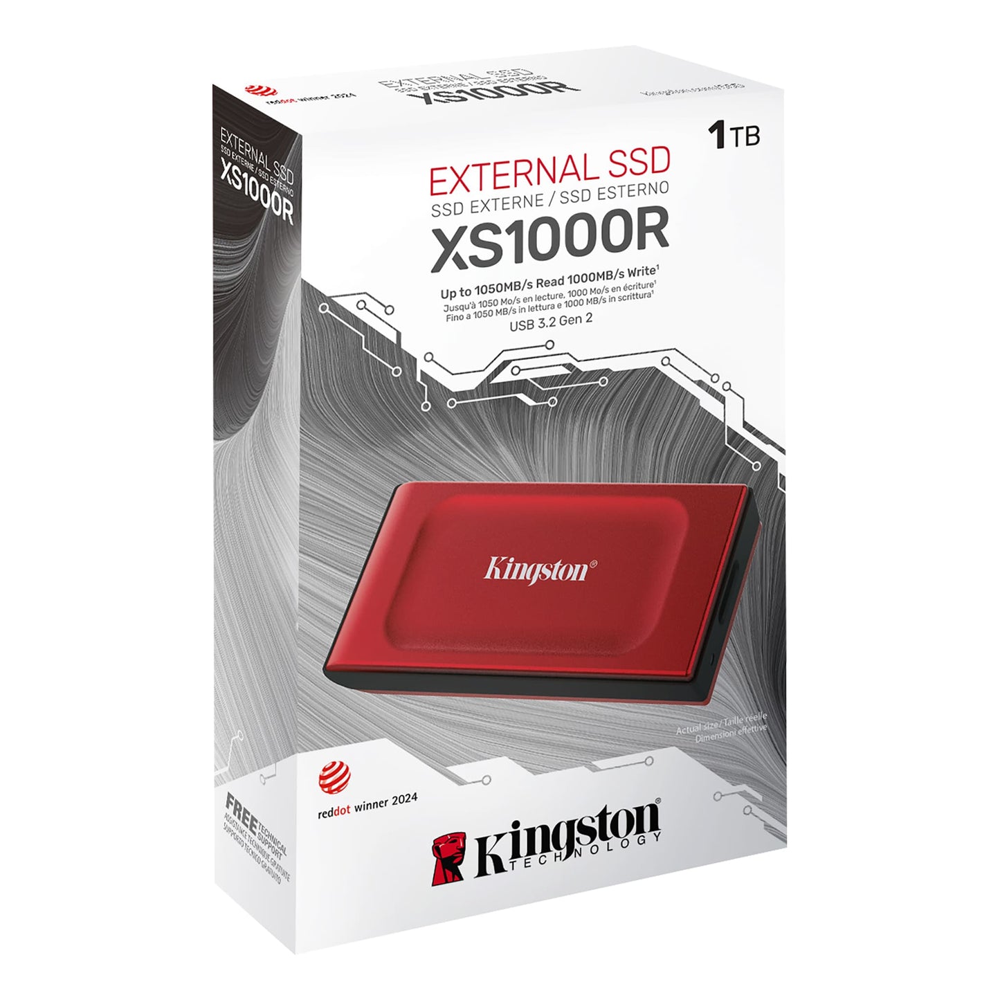 Solid State Drive (SSD Zewnętrzny) Kingston XS1000, 1TB, Czerwony SXS1000R/1000G