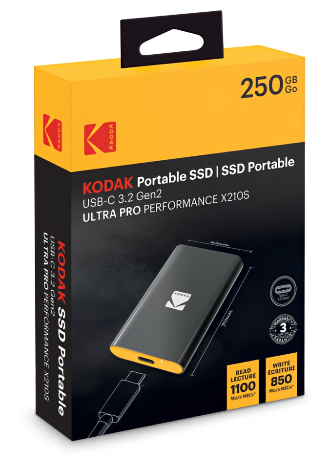 Solid State Drive (External SSD) Kodak X210S, 250GB, Black EKSSD250GX210SK