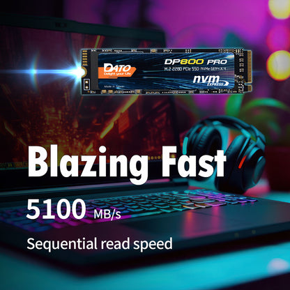 Solid State Drive (SSD) Dato DP800 Pro, NVME M.2 2280, PCIe, 4TB, Czarny DP800PSSD-4TB