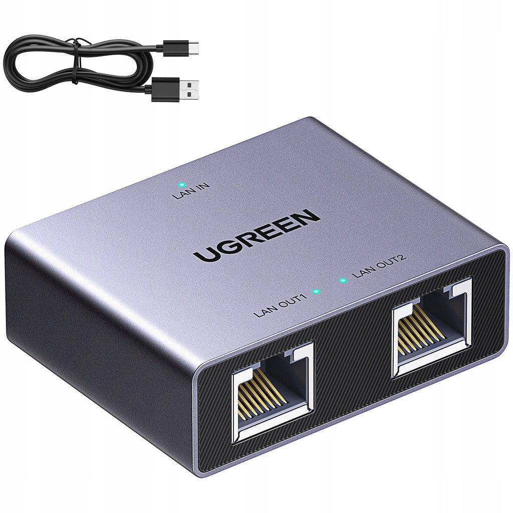 Splitter Sieciowy UGREEN NW301, RJ45 - 2 x RJ45, Szary