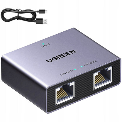 Splitter Sieciowy UGREEN NW301, RJ45 - 2 x RJ45, Szary