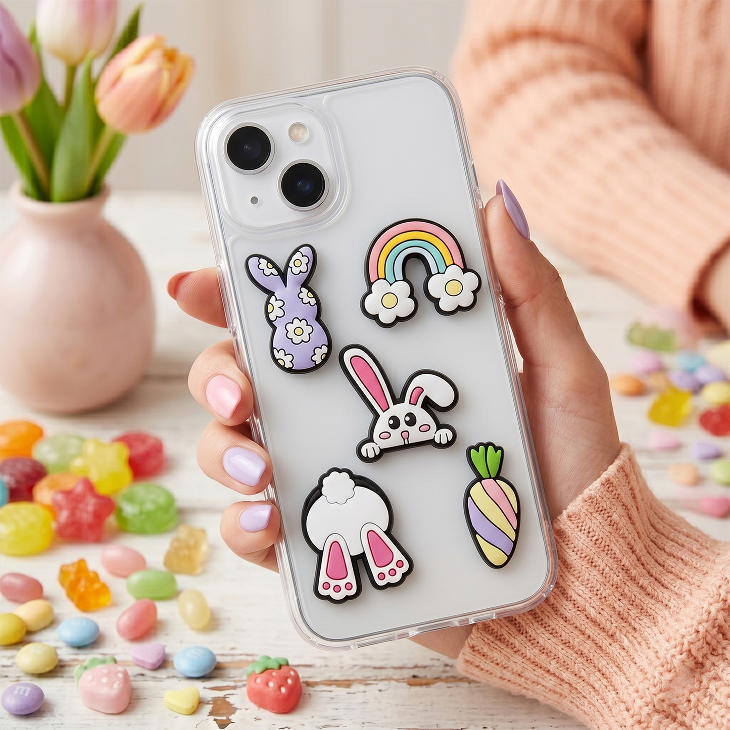 3D OEM Bunny Sticker for Phone / Tablet Case, Set of 5, Multicolor