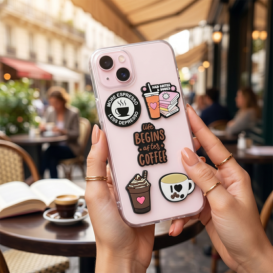 Naklejka 3D OEM Coffee na etui na telefon / tablet, zestaw 5 sztuk, wielokolorowa