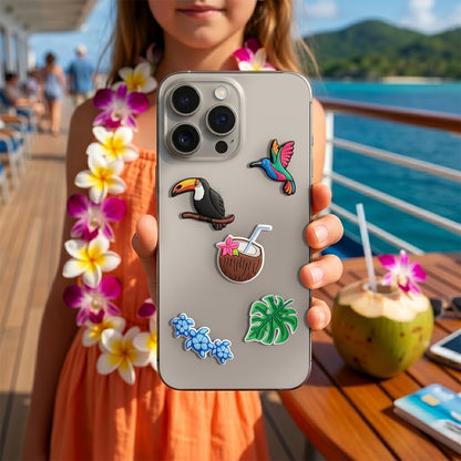 Naklejka 3D OEM Tropical Birds na etui na telefon / tablet, zestaw 5 sztuk, wielokolorowa