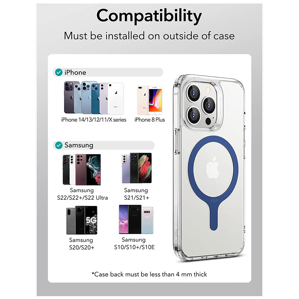 Naklejka Metalowa ESR HaloLock, Zestaw 2 sztuki, Niebieski