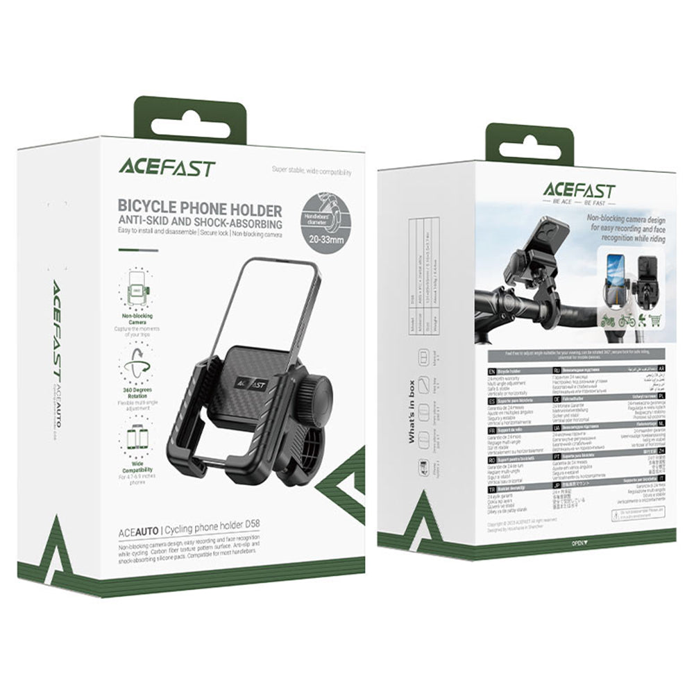 Uchwyt rowerowy motocyklowy Acefast D58, 4,7 cala - 6,9 cala, czarny