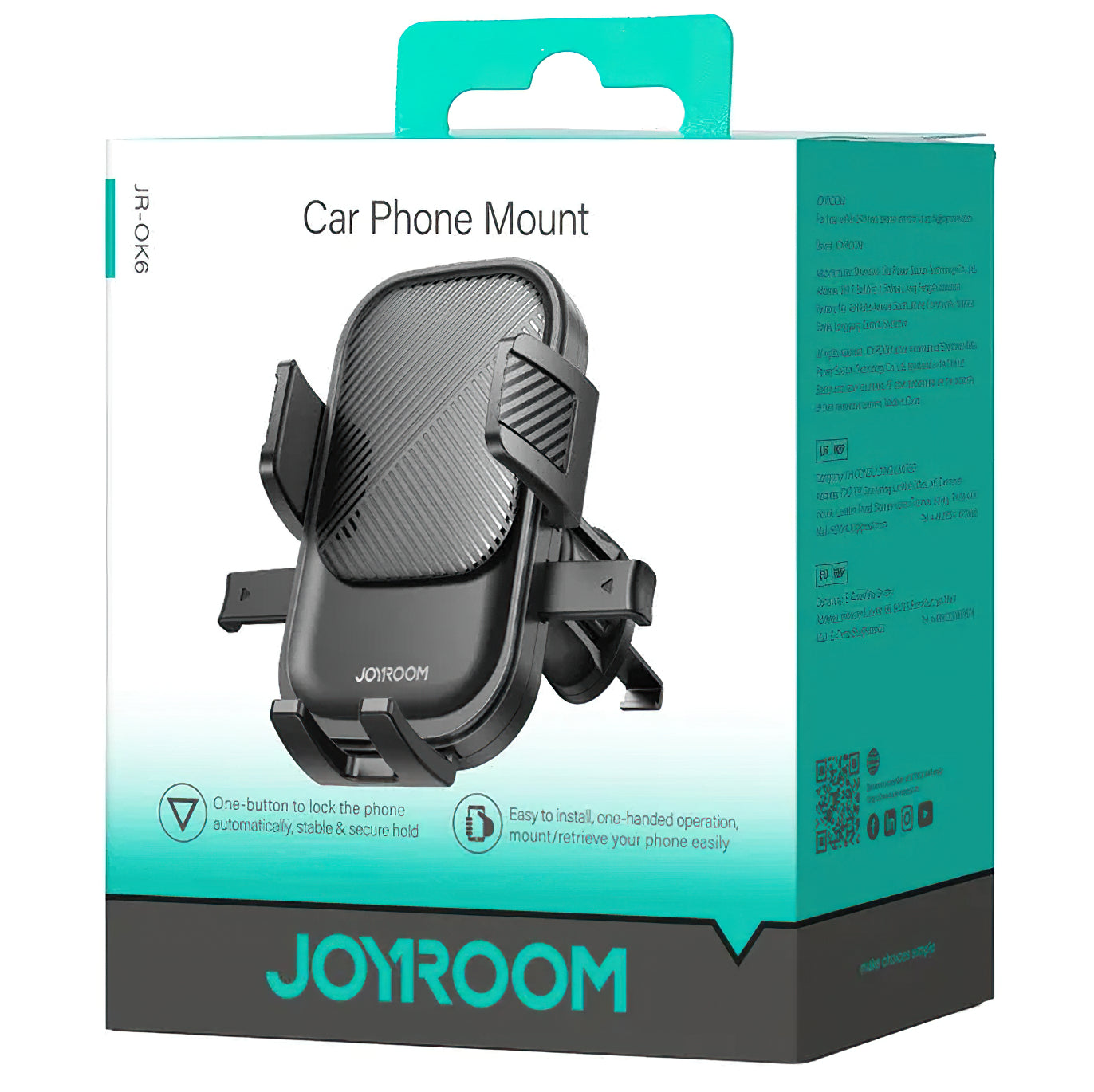 Uchwyt samochodowy Joyroom JR-OK6 Vent, 4.7 cala - 6.8 cala, Czarny