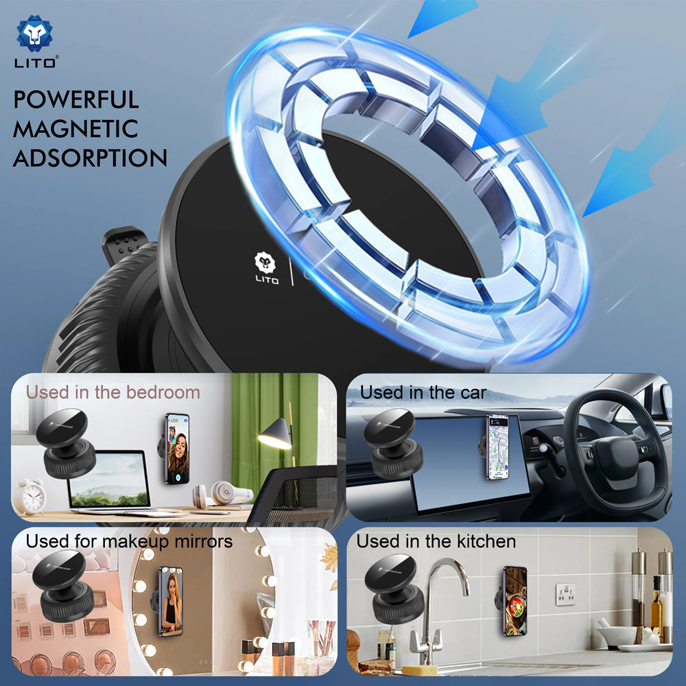 Lito LT-W12 Universal Magnetic Car Holder, Black