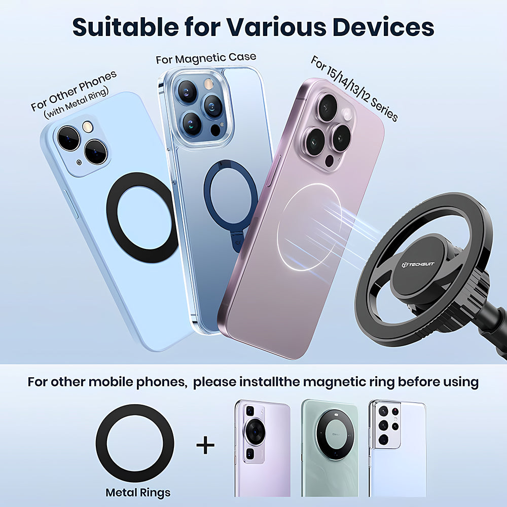 Uchwyt Samochodowy Magnetyczny Techsuit S12, Uniwersalny, Czarny