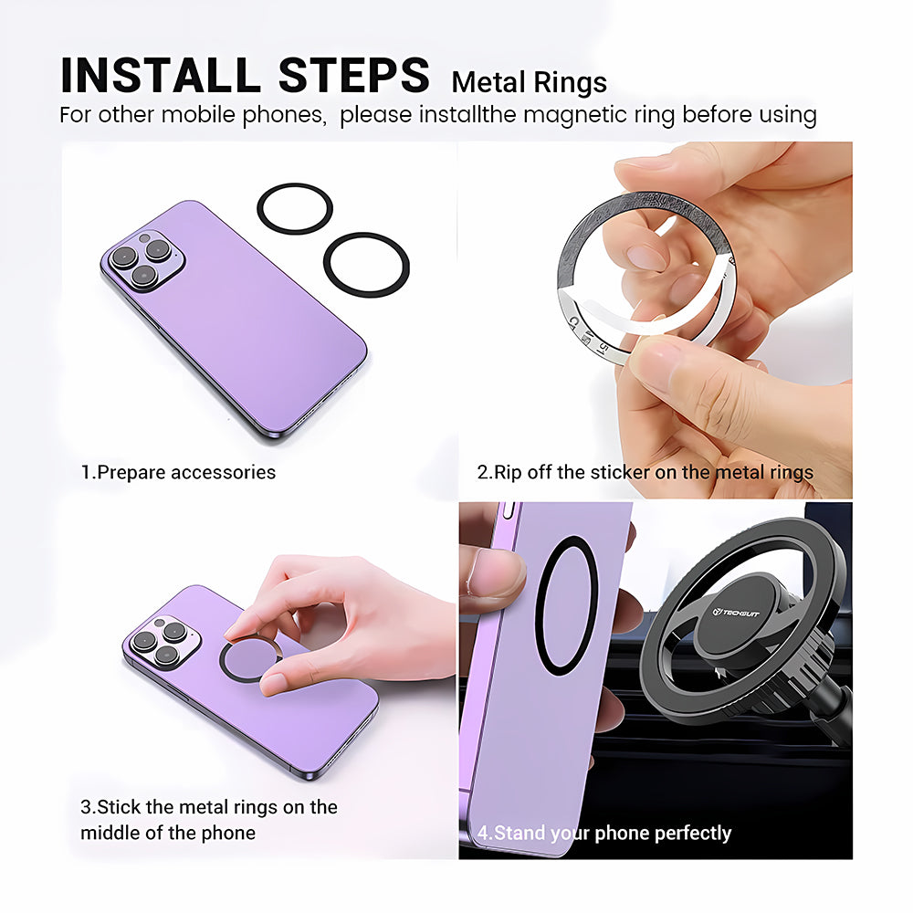 Uchwyt Samochodowy Magnetyczny Techsuit S12, Uniwersalny, Czarny