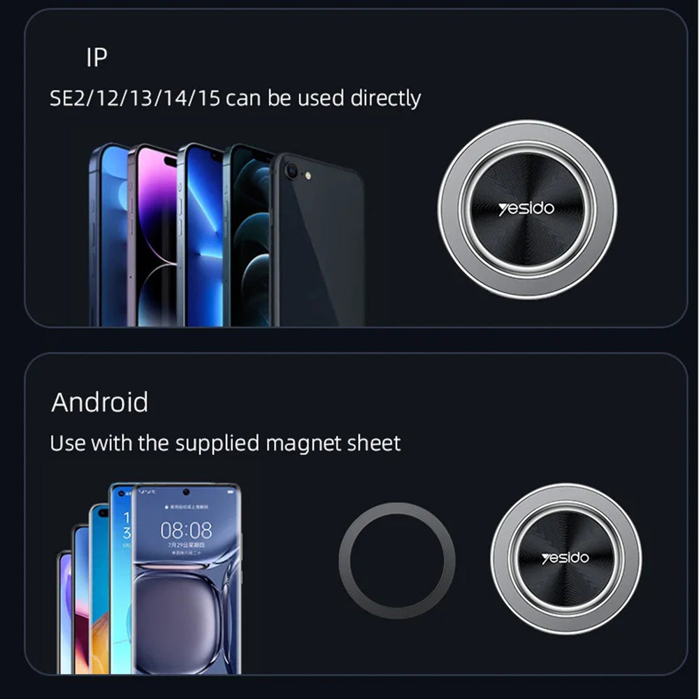 Magnetyczny Uchwyt Samochodowy Yesido C179, Uniwersalny, Czarny