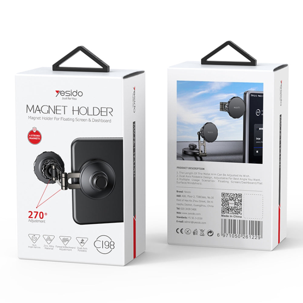 Uchwyt Samochodowy Magnetyczny Yesido C198, Uniwersalny, Szary