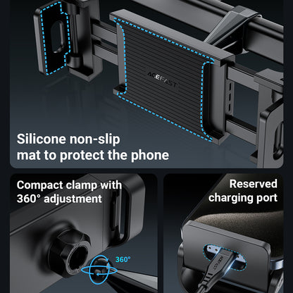 Uchwyt samochodowy na zagłówek Acefast D8, 4.7 cala - 12.9 cala, Czarny