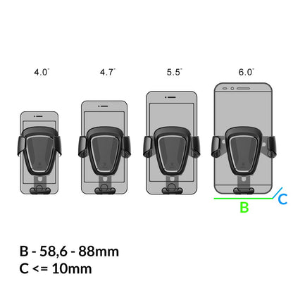 Grawitacyjny uchwyt samochodowy Baseus Air Vent, 4 cale - 6 cali, czarny SUYL-01