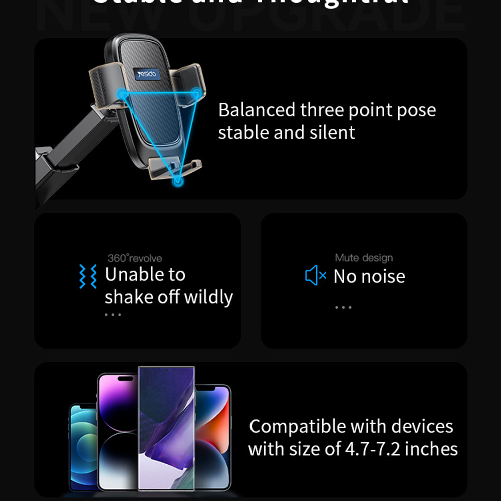 Uchwyt samochodowy Yesido C262, 4.7 cala - 7.2 cala, Czarny