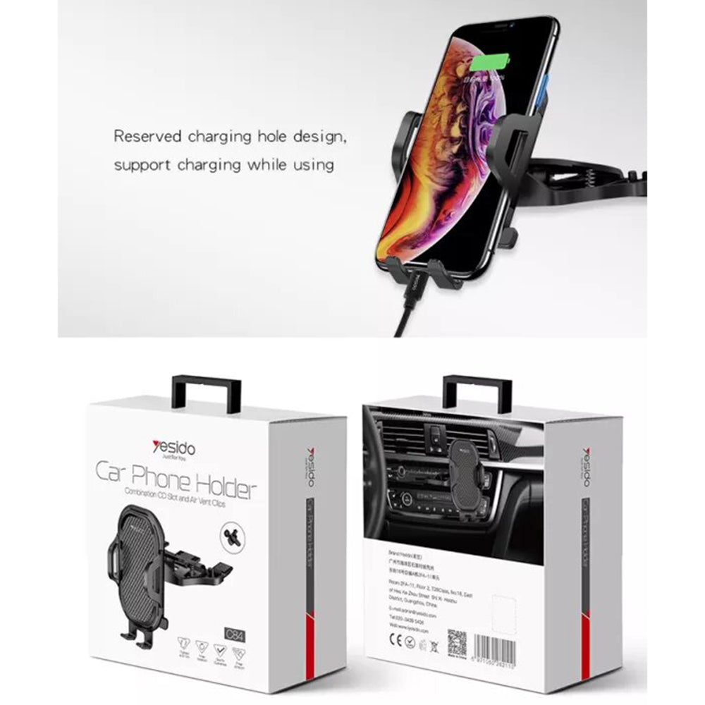 Yesido C84 Car Holder, 4.7inch - 7.4inch, Black