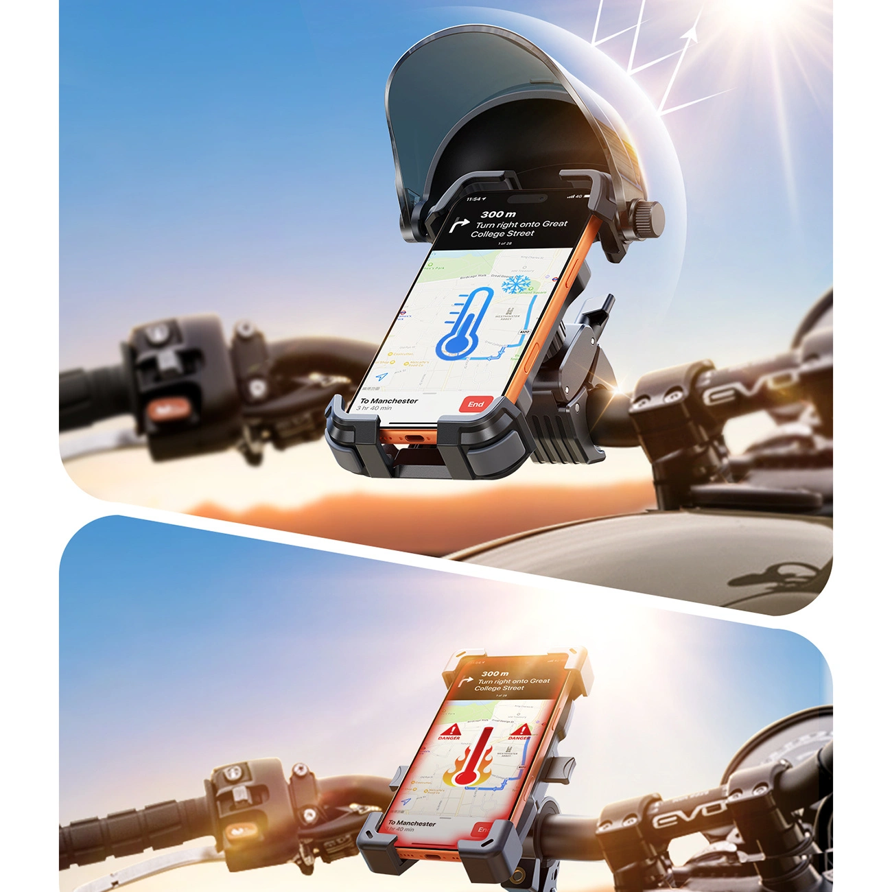 Uchwyt rowerowy i motocyklowy z daszkiem przeciwsłonecznym Joyroom JR-ZS528, 4,7 cala - 7 cali, czarny