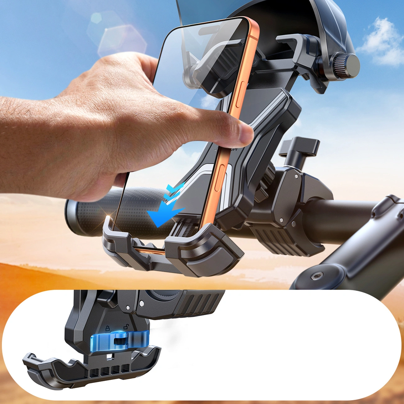 Uchwyt rowerowy i motocyklowy z daszkiem przeciwsłonecznym Joyroom JR-ZS528, 4,7 cala - 7 cali, czarny