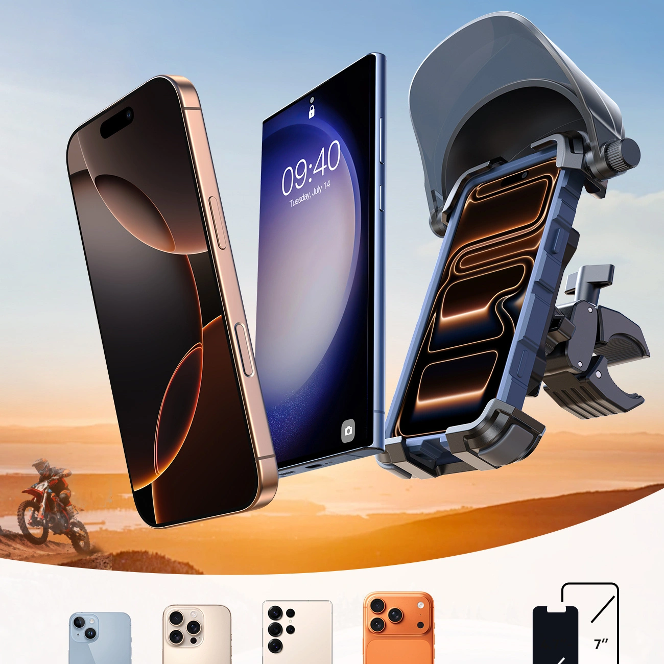 Uchwyt rowerowy i motocyklowy z daszkiem przeciwsłonecznym Joyroom JR-ZS528, 4,7 cala - 7 cali, czarny