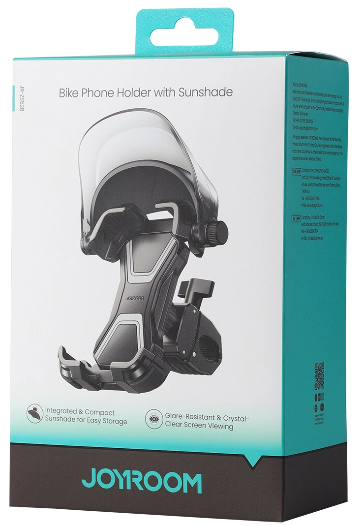 Uchwyt rowerowy i motocyklowy z daszkiem przeciwsłonecznym Joyroom JR-ZS528, 4,7 cala - 7 cali, czarny