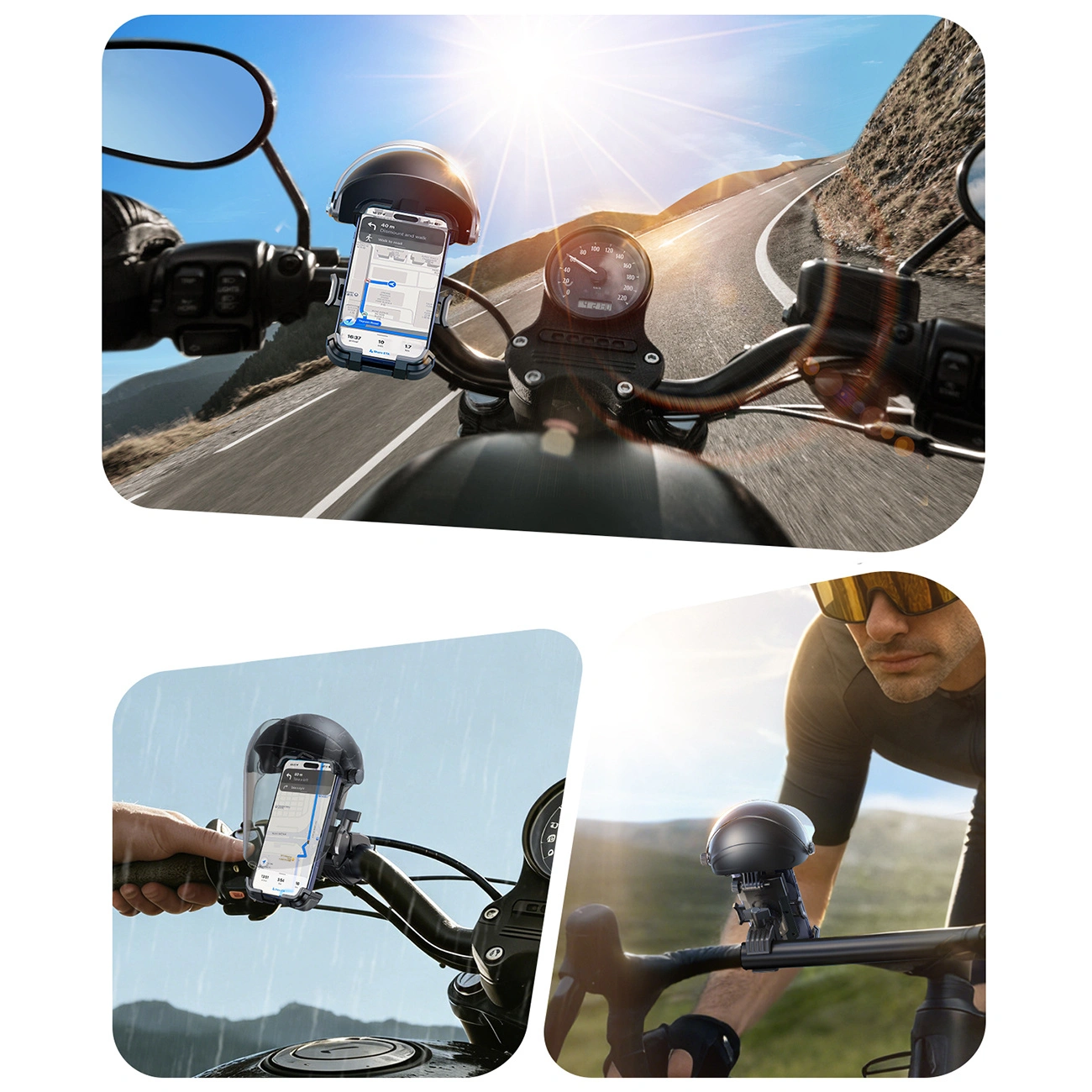 Bicycle Motorcycle Holder with Sunshade Joyroom JR-ZS526, 4.7inch - 7inch, Black