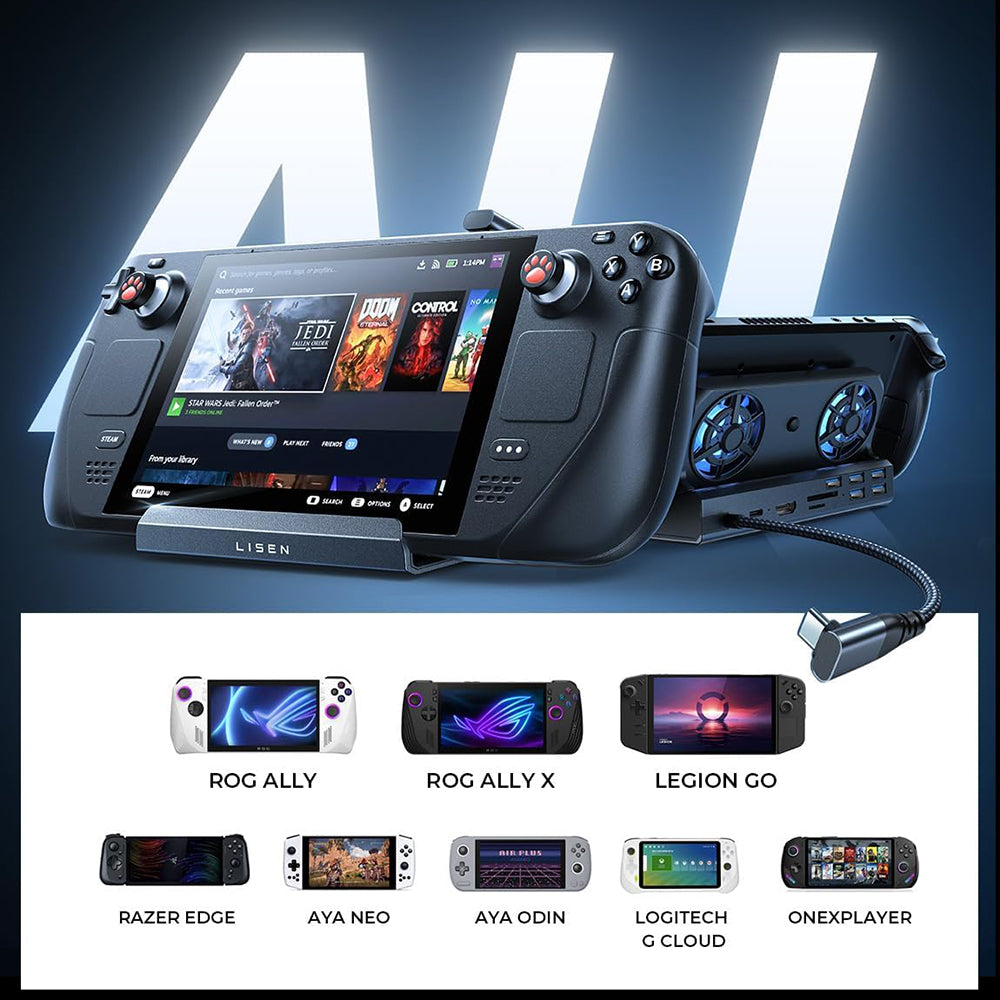 Hub Suport z Chłodzeniem Lisen S1 dla Konsoli ROG / Lenovo / Razer / Aya / Logitech / Onexplayer Series, Czarny YL0423110005