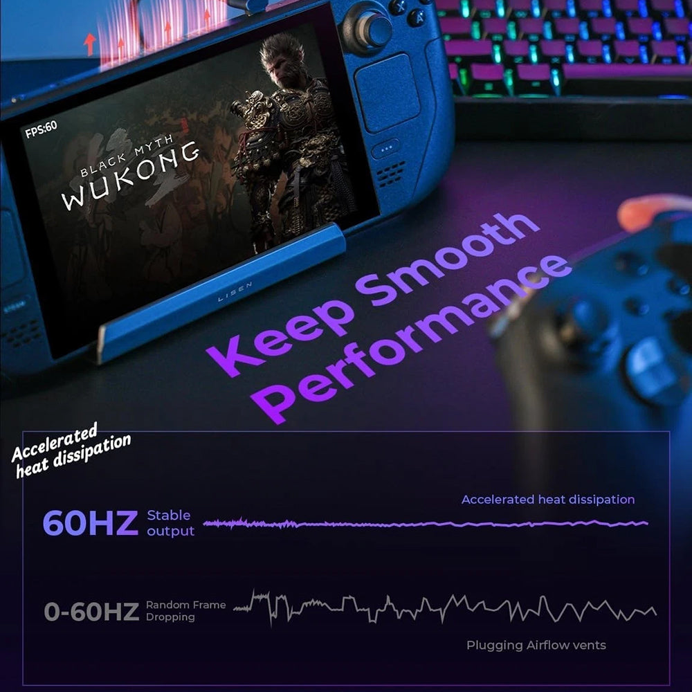 Hub Suport z Chłodzeniem Lisen S1 dla Konsoli ROG / Lenovo / Razer / Aya / Logitech / Onexplayer Series, Czarny YL0423110005