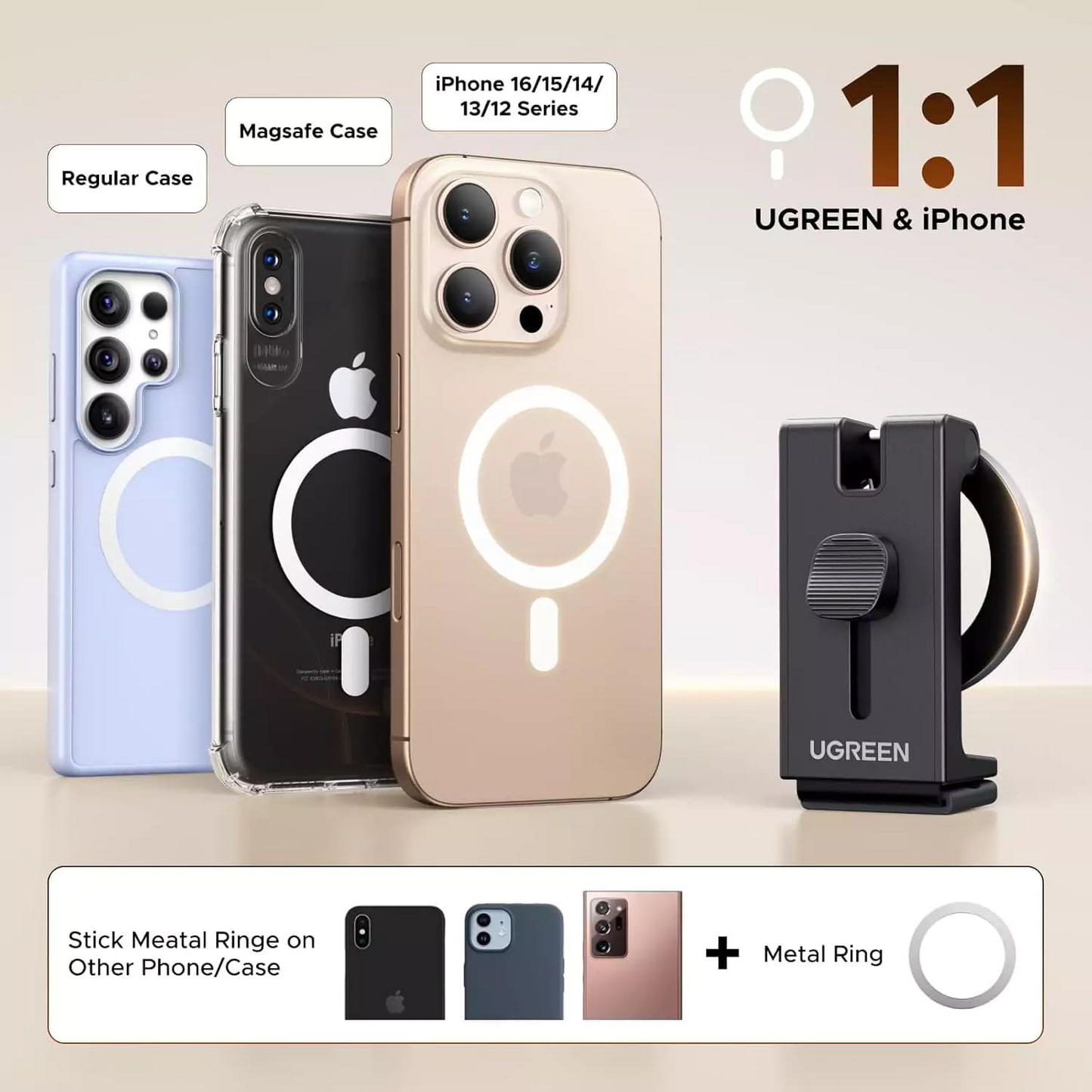 Magnetyczny Uchwyt UGREEN LP863, Uniwersalny, Czarny