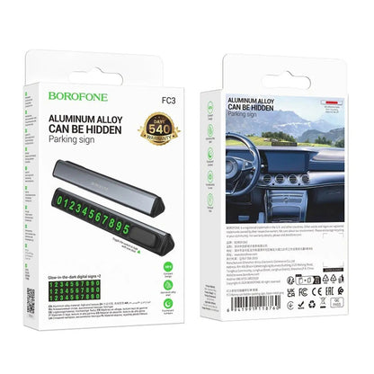 Uchwyt na numer telefonu do samochodu Borofone FC3 Ronny