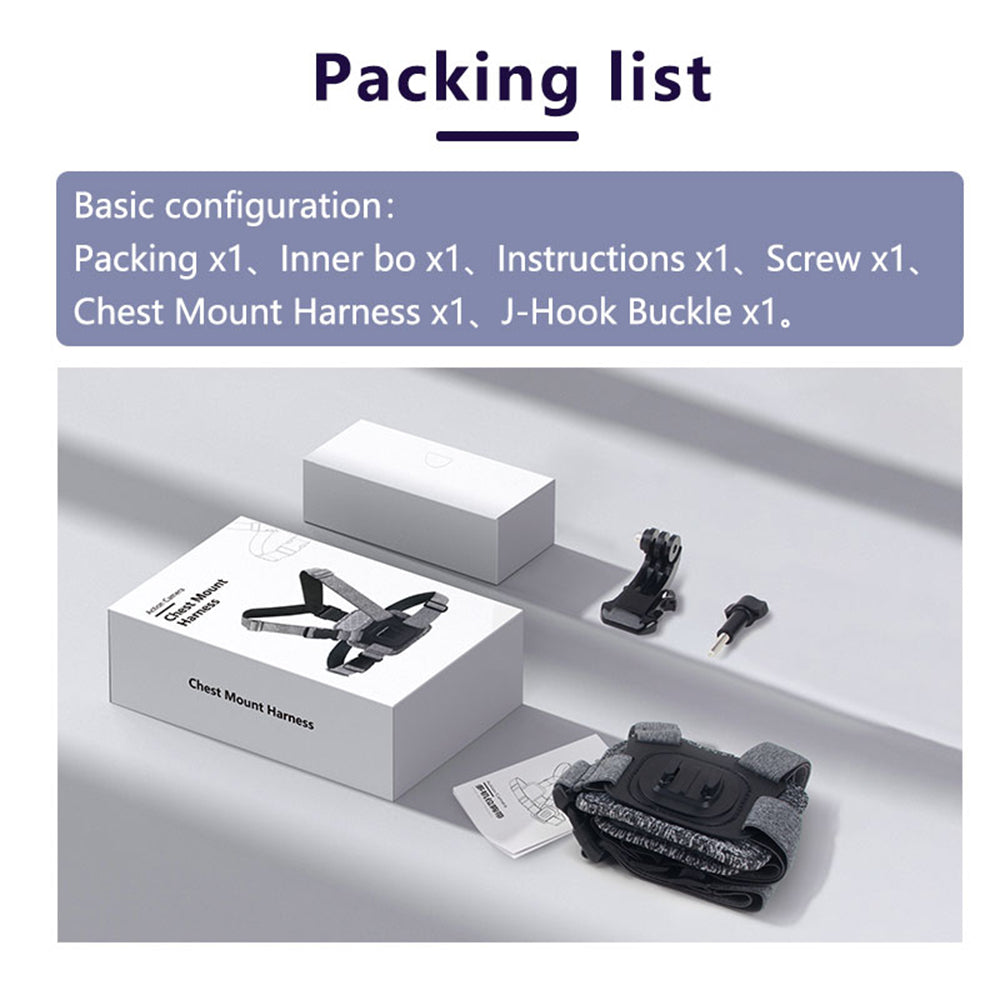 Uchwyt na klatkę piersiową do kamery sportowej Techsuit JX-002 dla serii GoPro, Szary