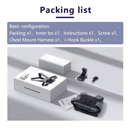 Uchwyt na klatkę piersiową do kamery sportowej Techsuit JX-002 dla serii GoPro, Szary