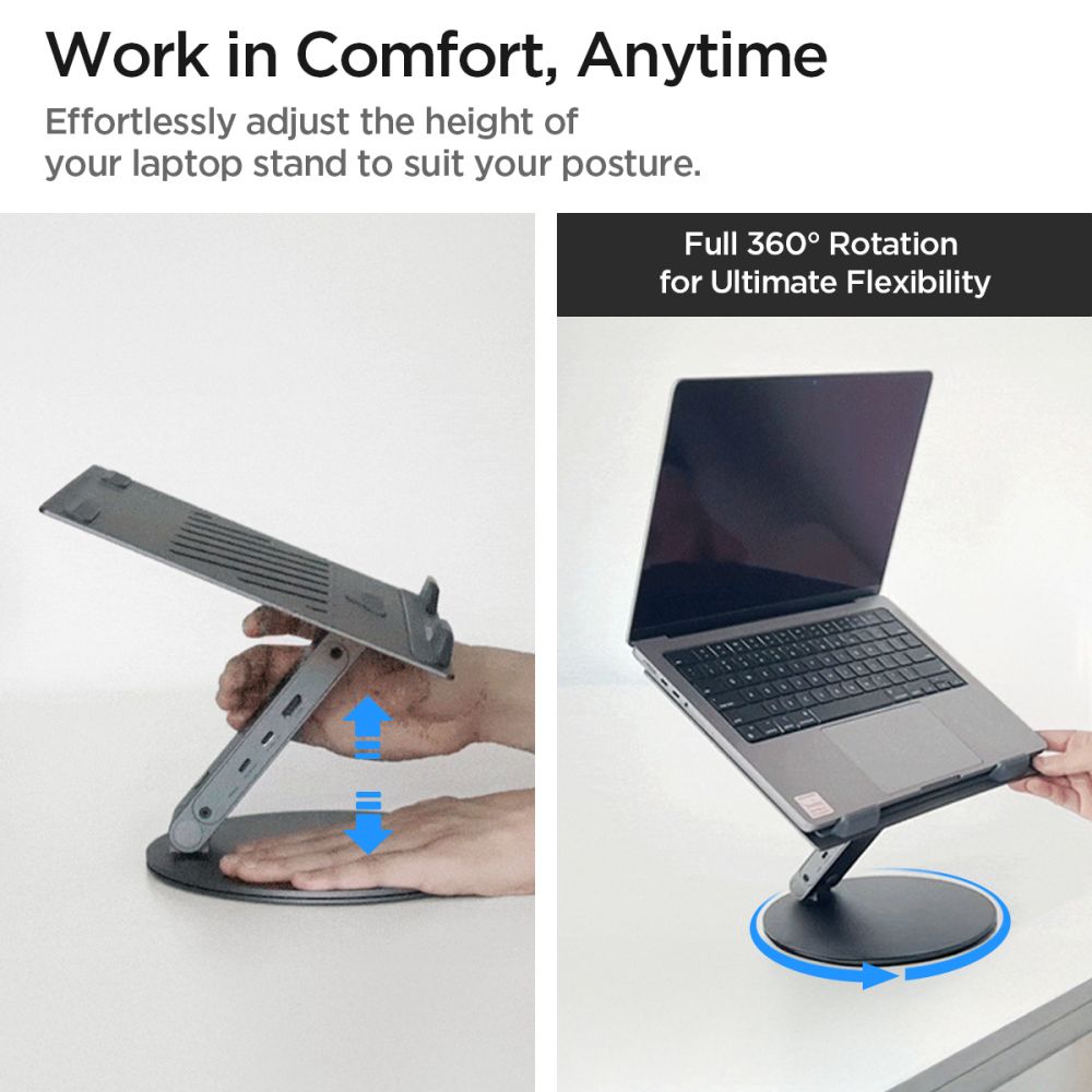 Podstawka Spigen LD204H do laptopa, srebrna