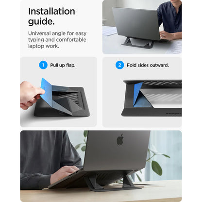 Podstawka Spigen Slim Fold LD201-S6 do laptopa max. 14 cali, czarna AMP11115
