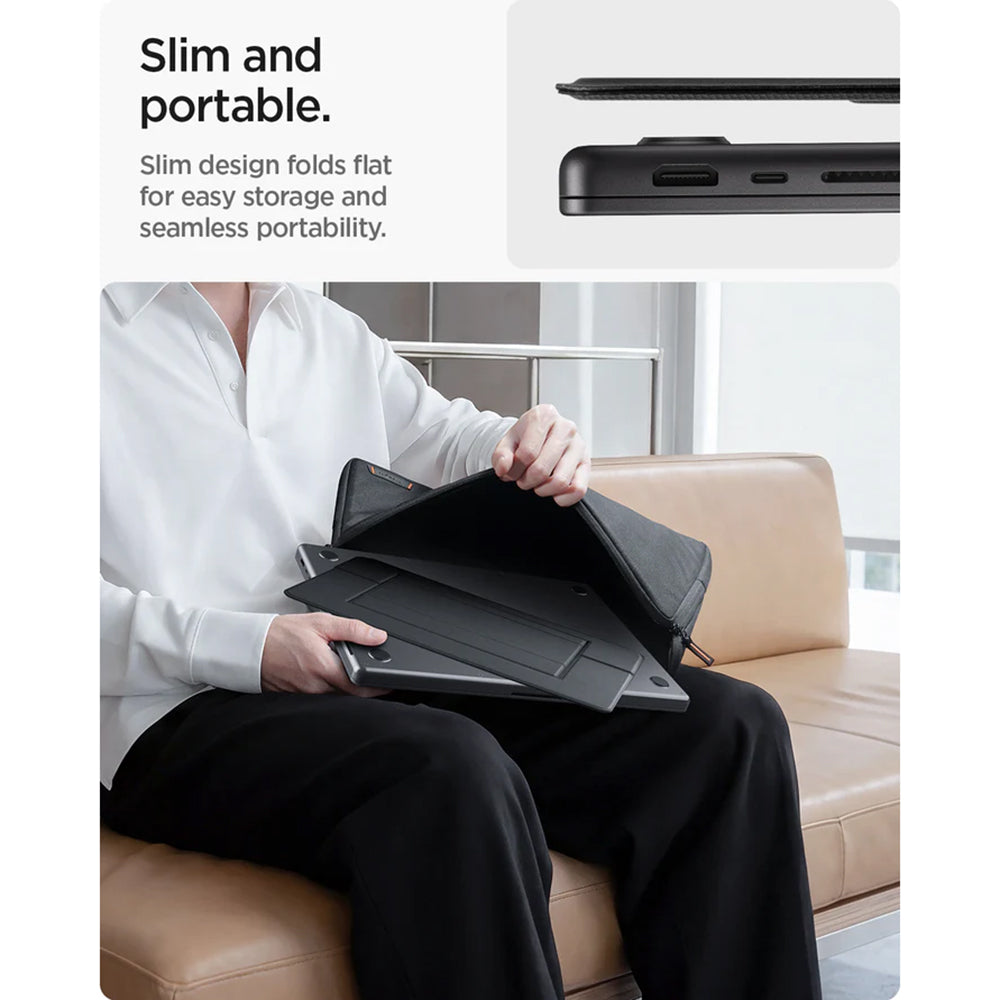 Uchwyt Spigen Slim Fold LD201-S7 do laptopa max. 14 cali, czarny AMP11116