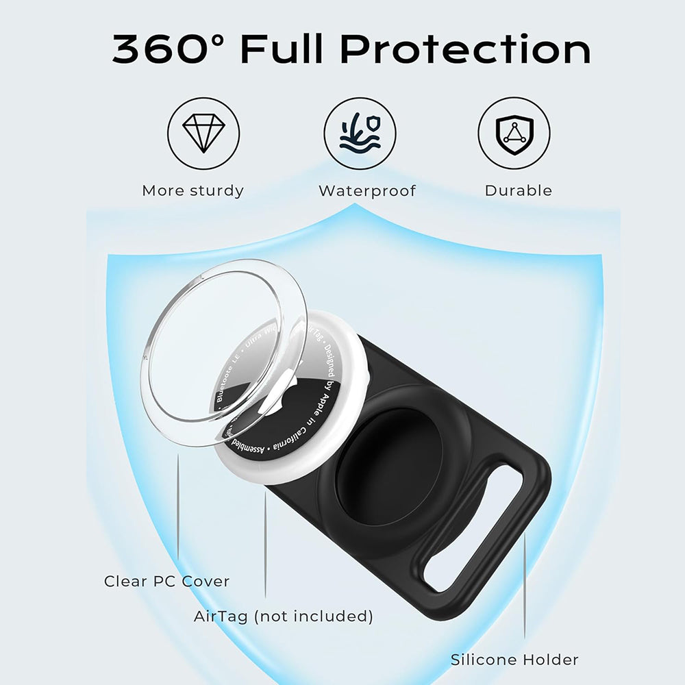 Uchwyt Techsuit BuddyGuard DG1 do Apple AirTag na Obrożę Zwierzęcia Towarzyszącego, Czarny