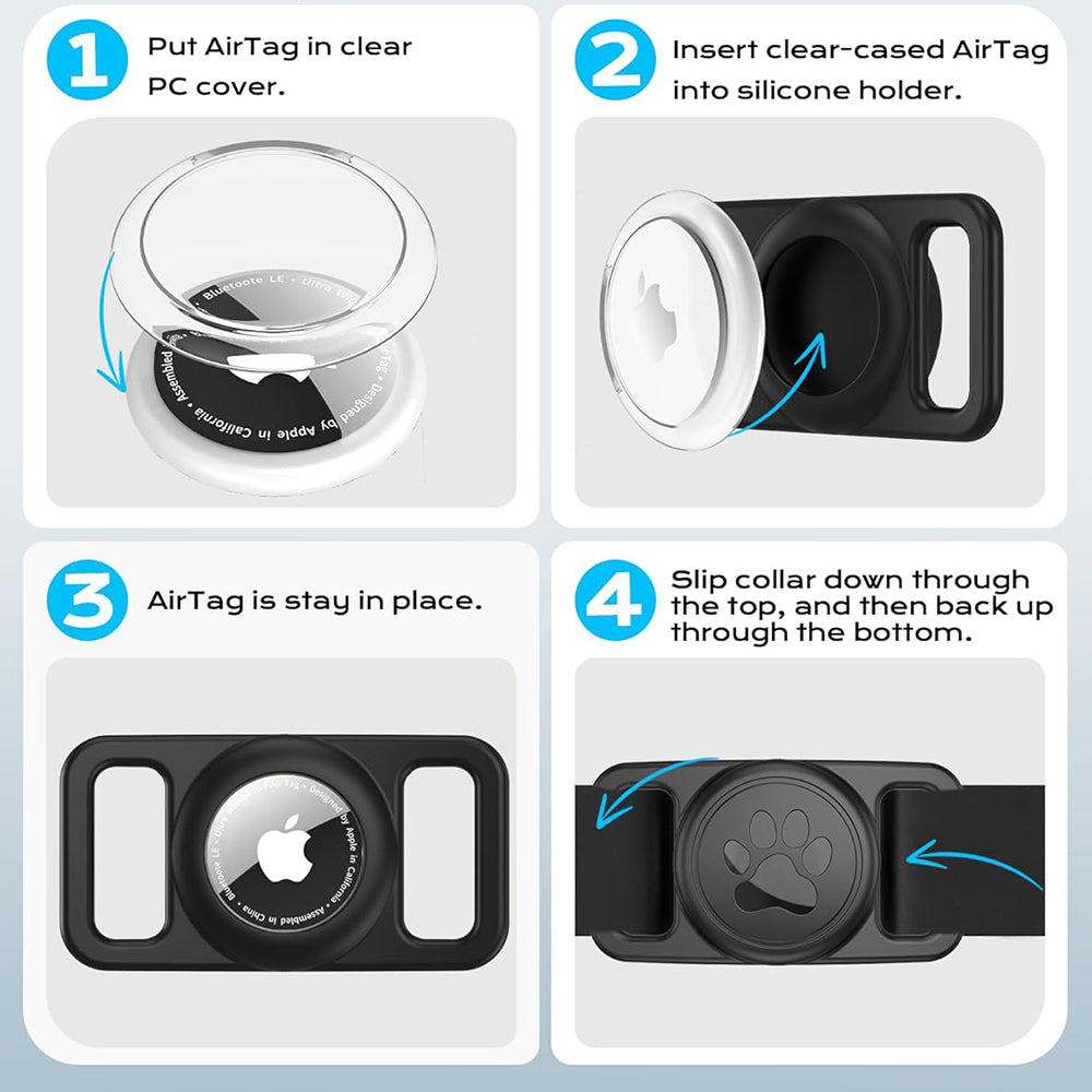 Uchwyt Techsuit BuddyGuard DG1 do Apple AirTag na Obrożę Zwierzęcia Towarzyszącego, Czarny