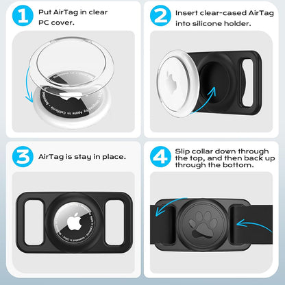 Uchwyt Techsuit BuddyGuard DG1 do Apple AirTag na Obrożę Zwierzęcia Towarzyszącego, Czarny