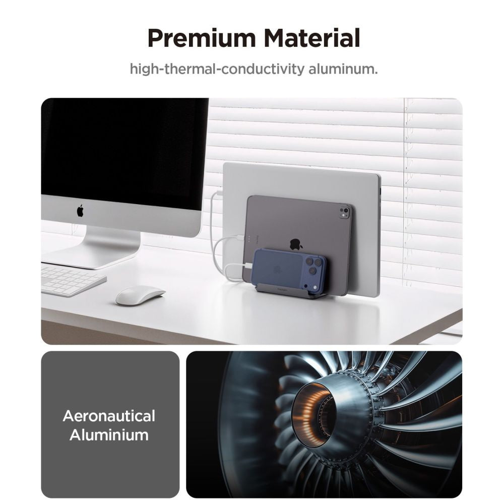 Spigen LD208S4 Two Vertical Stand for Laptop with thickness 14mm - 27mm, Grey