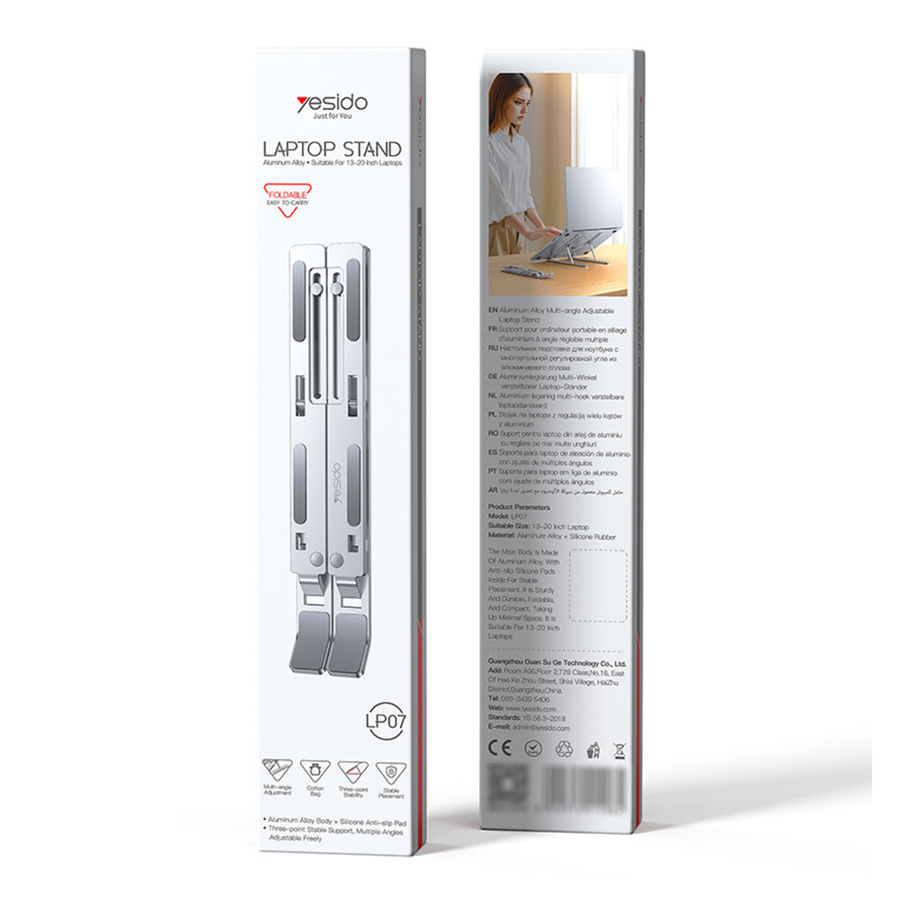 Podstawka Yesido LP07 na laptop 13 cali - 20 cali, Srebrna