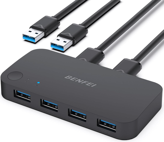 Przełącznik USB Benfei, 4 x USB-A 3.0, Czarny