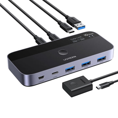 Switch USB UGREEN CM691 (45784), 3 x USB-A 3.2 - 1 x USB-C - 1 x miniUSB, Czarny