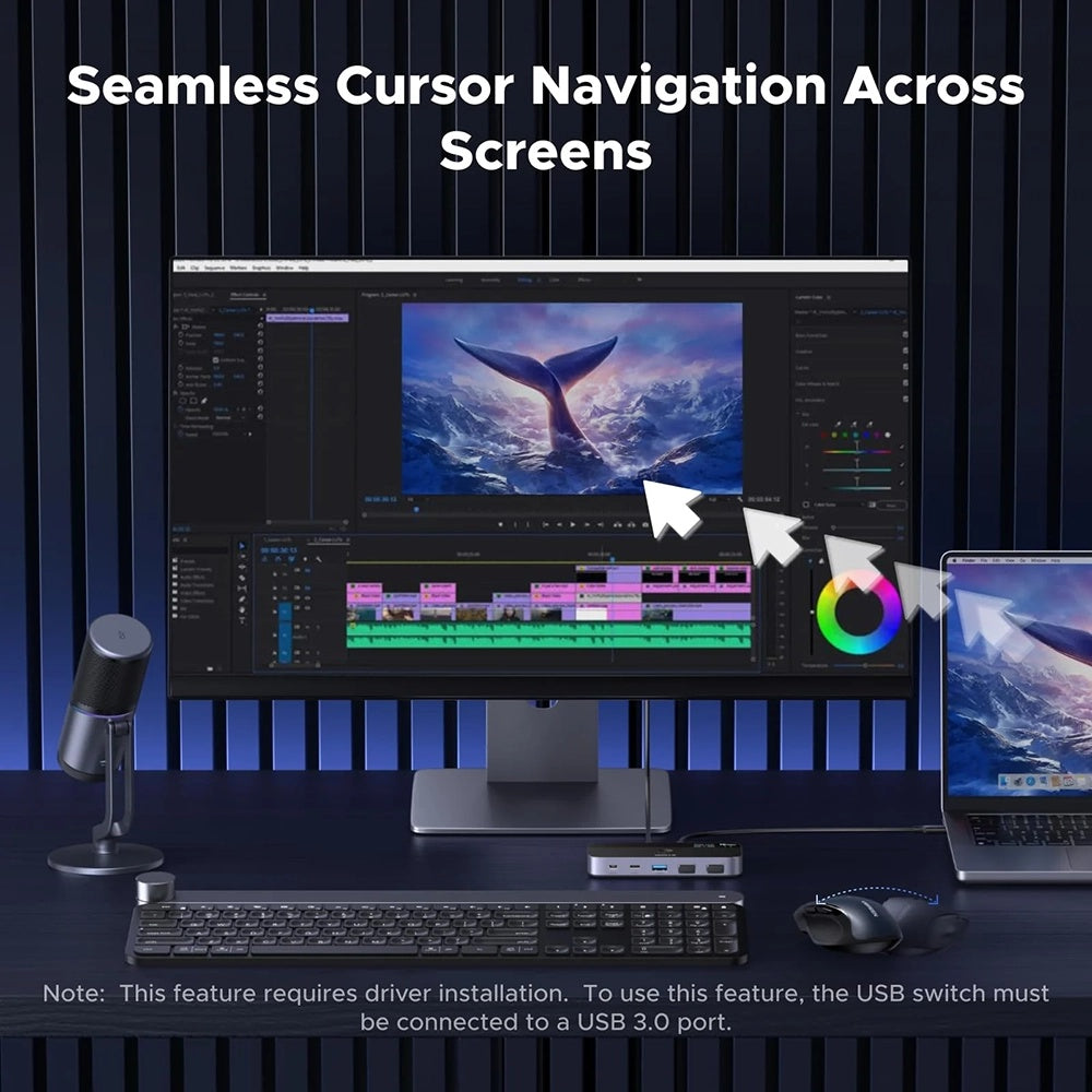 Switch USB UGREEN CM691 (45784), 3 x USB-A 3.2 - 1 x USB-C - 1 x miniUSB, Czarny