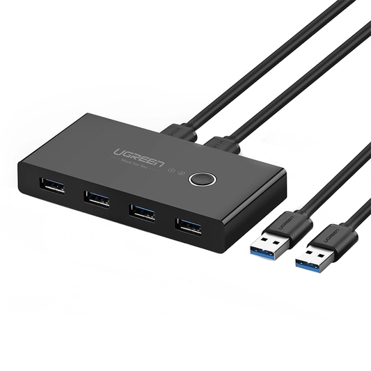 Switch USB UGREEN US216 (30768) Two Sharing Box Nowa Wersja, 4 x USB-A 3.0, Czarny