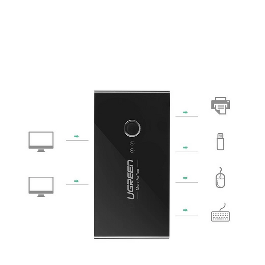 Switch USB UGREEN US216 (30768) Two Sharing Box Nowa Wersja, 4 x USB-A 3.0, Czarny