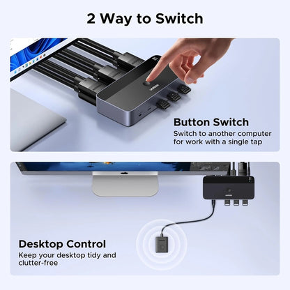Przełącznik wideo DisplayPort UGREEN AK700 (55851), Szary