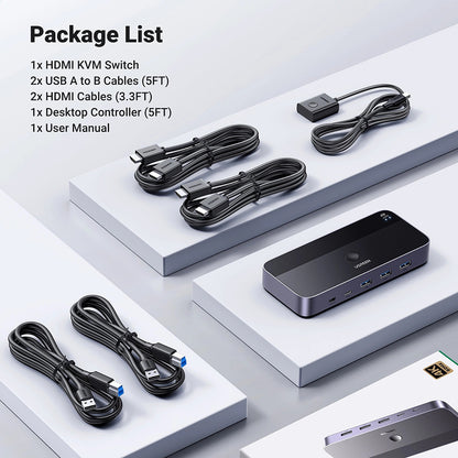 Przełącznik Wideo HDMI UGREEN CM664, Czarny